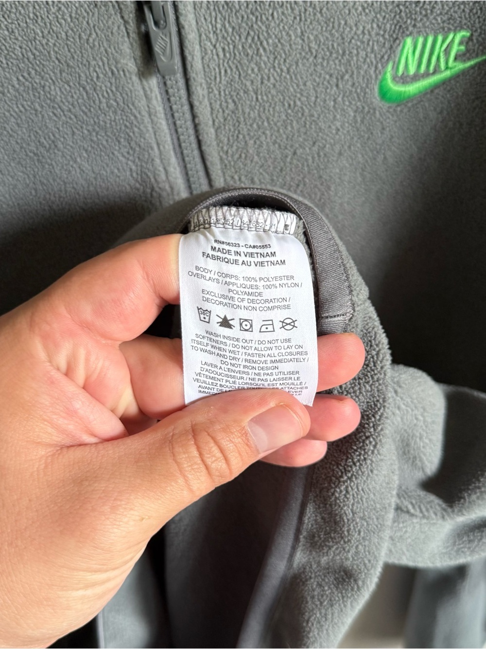 Men’s L Gray Nike Athletic Outdoor Activewear Fall Quarter Zip Fleece Pullover - Picture 6 of 7